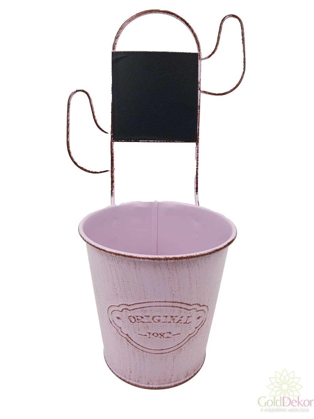 Kaktusz táblás bádog vödör - Rózsaszín