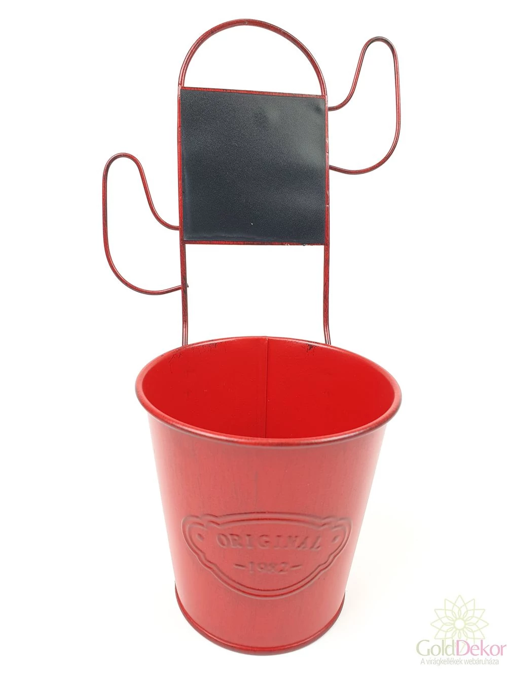 Kaktusz táblás bádog vödör - Piros