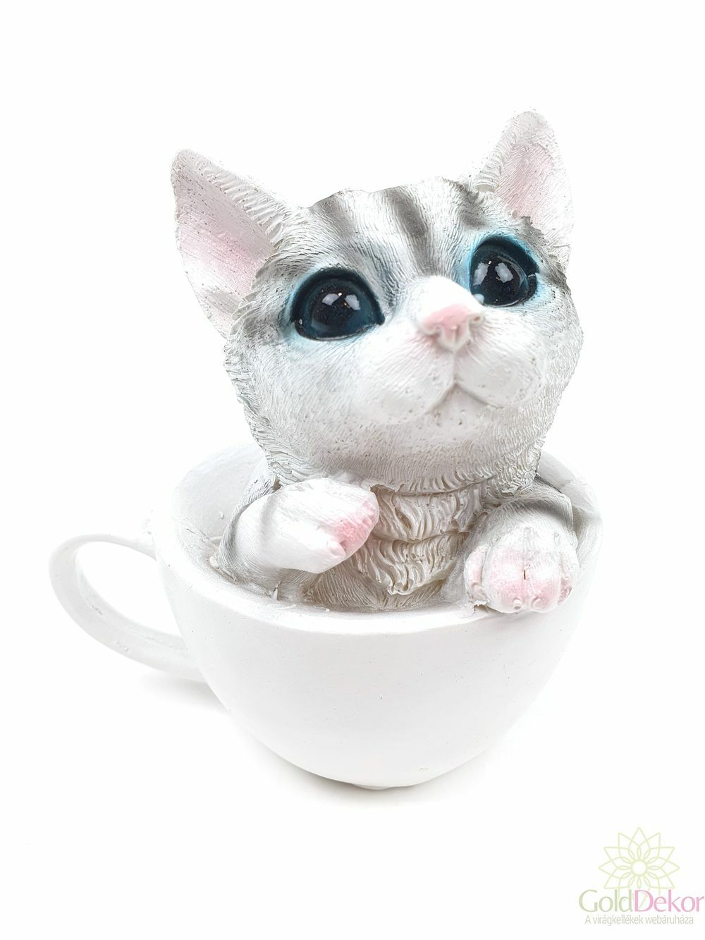 Cirmos cica csészében - széttett kézzel