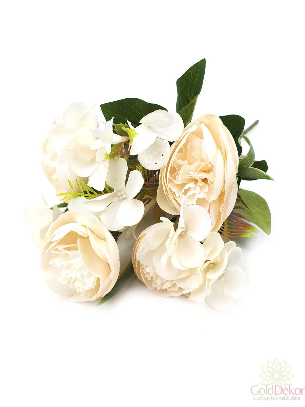 Bambusz rügyes paeonia csokor - Tört fehér