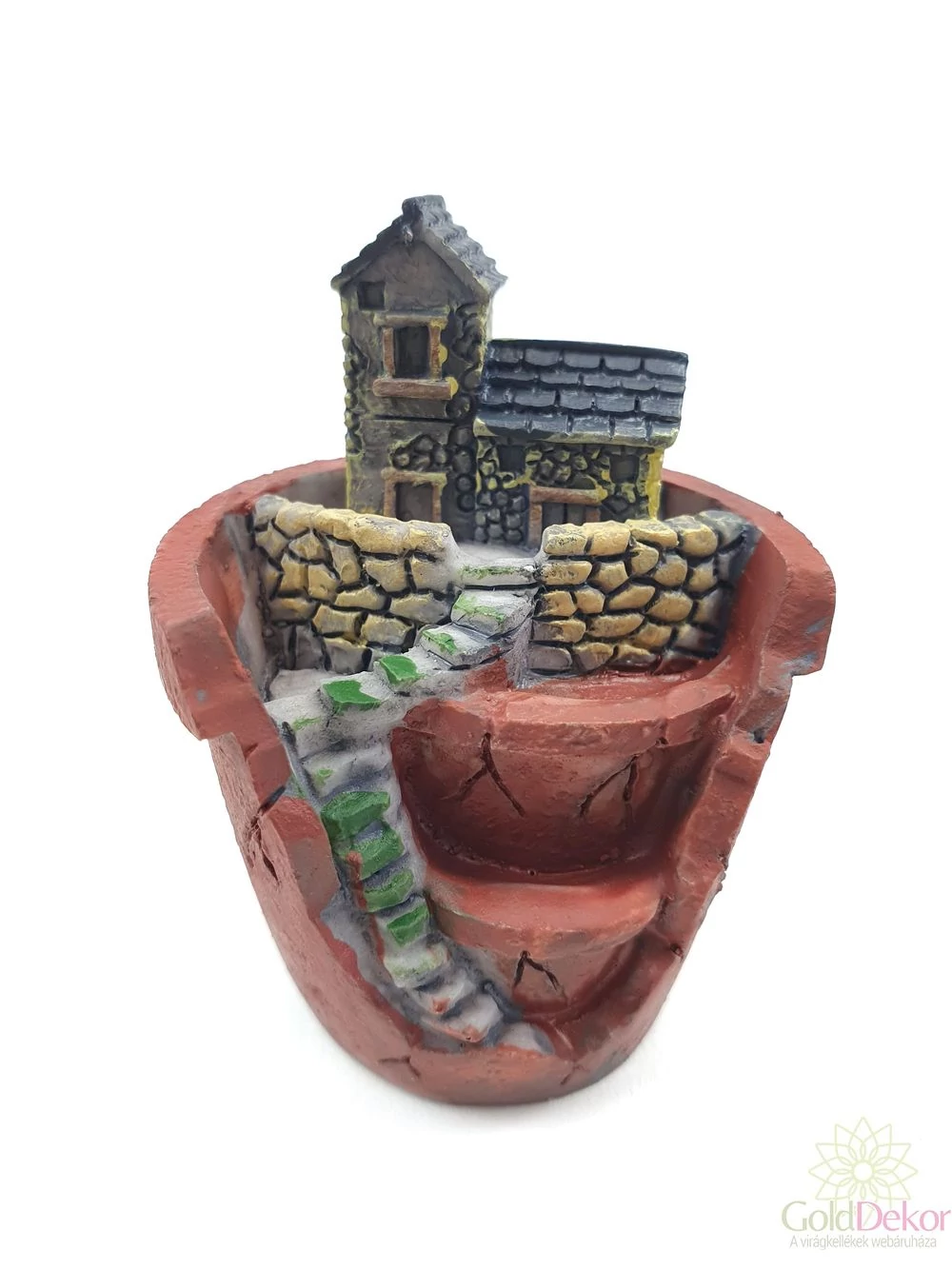 Törött cserepes házikó