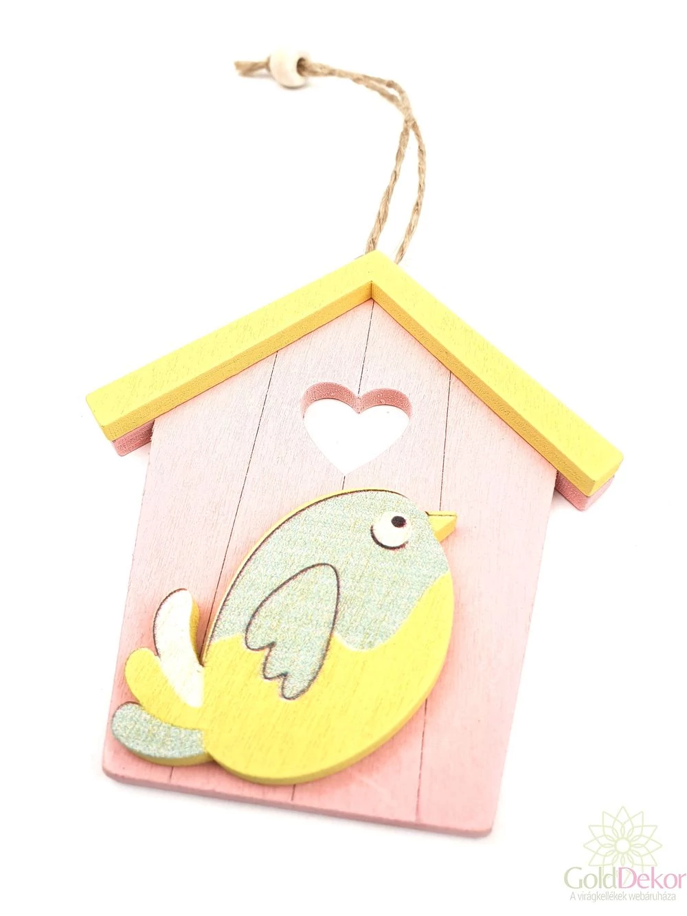 Színes madárházikó rajzos madárral