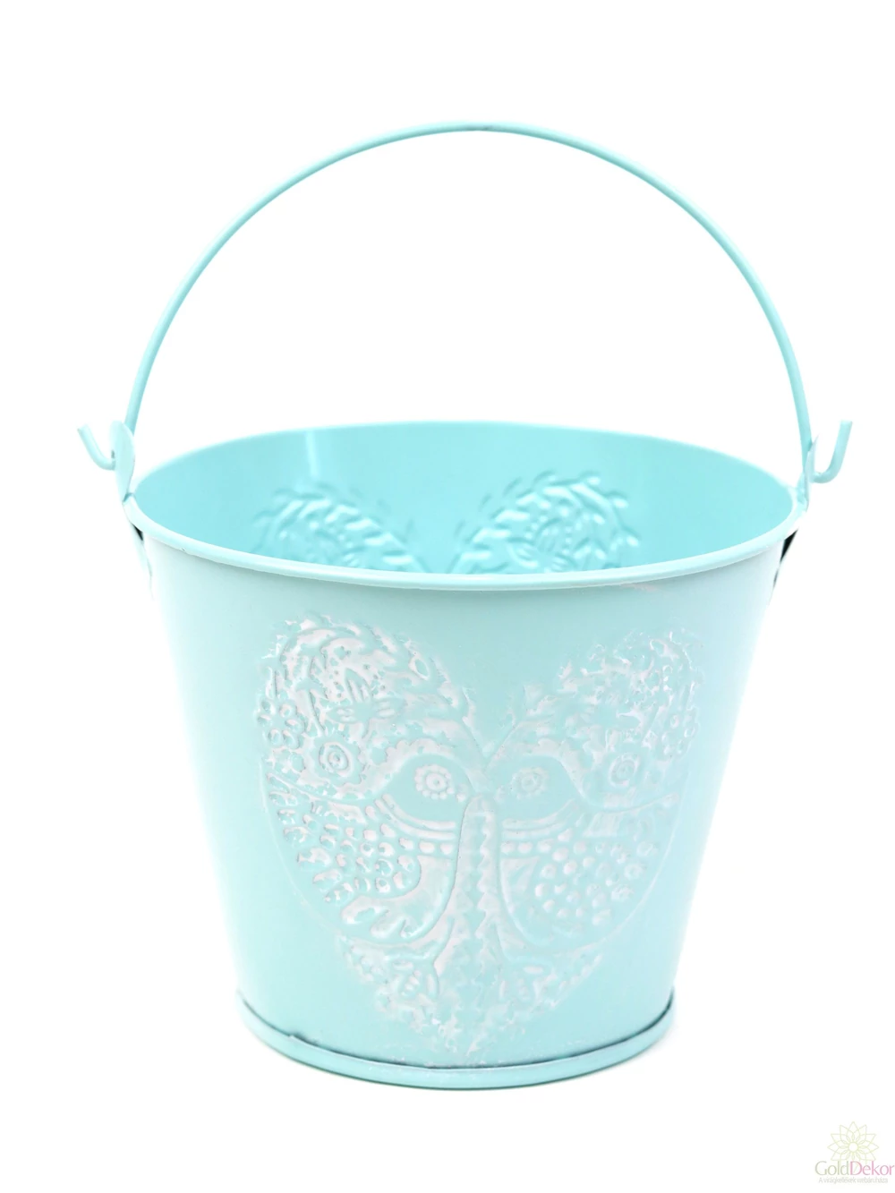 Madár motívumos bádog kaspó - Menta