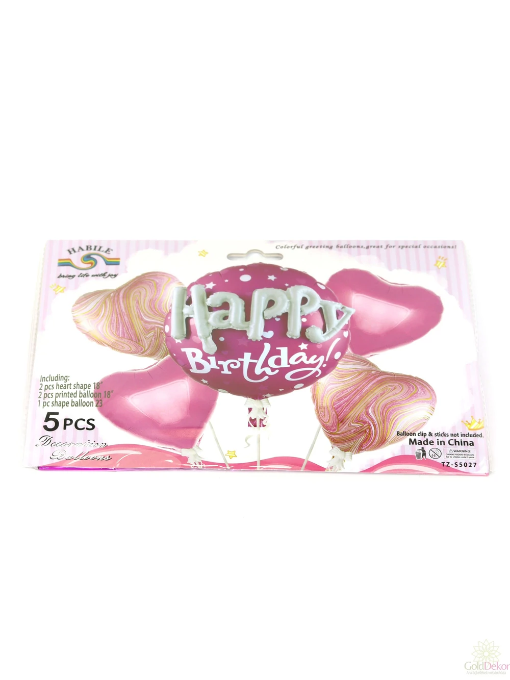 Happy birthday 5 db-os lufi szett - Pink Happy birthday 5 db-os lufi szett - Pink