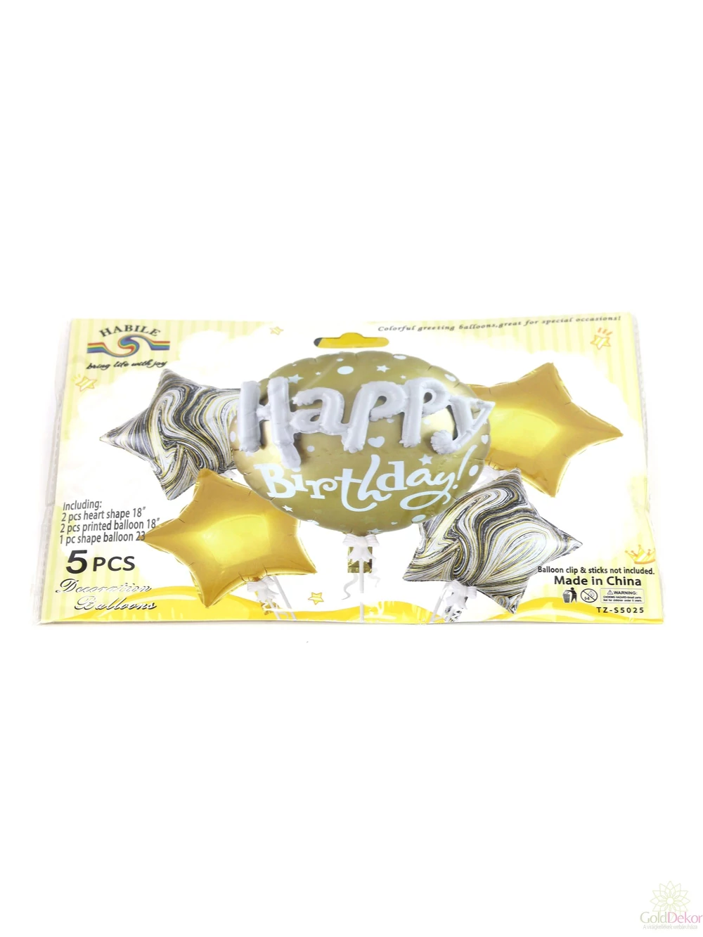 Happy birthday 5 db-os lufi szett - Arany Happy birthday 5 db-os lufi szett - Arany