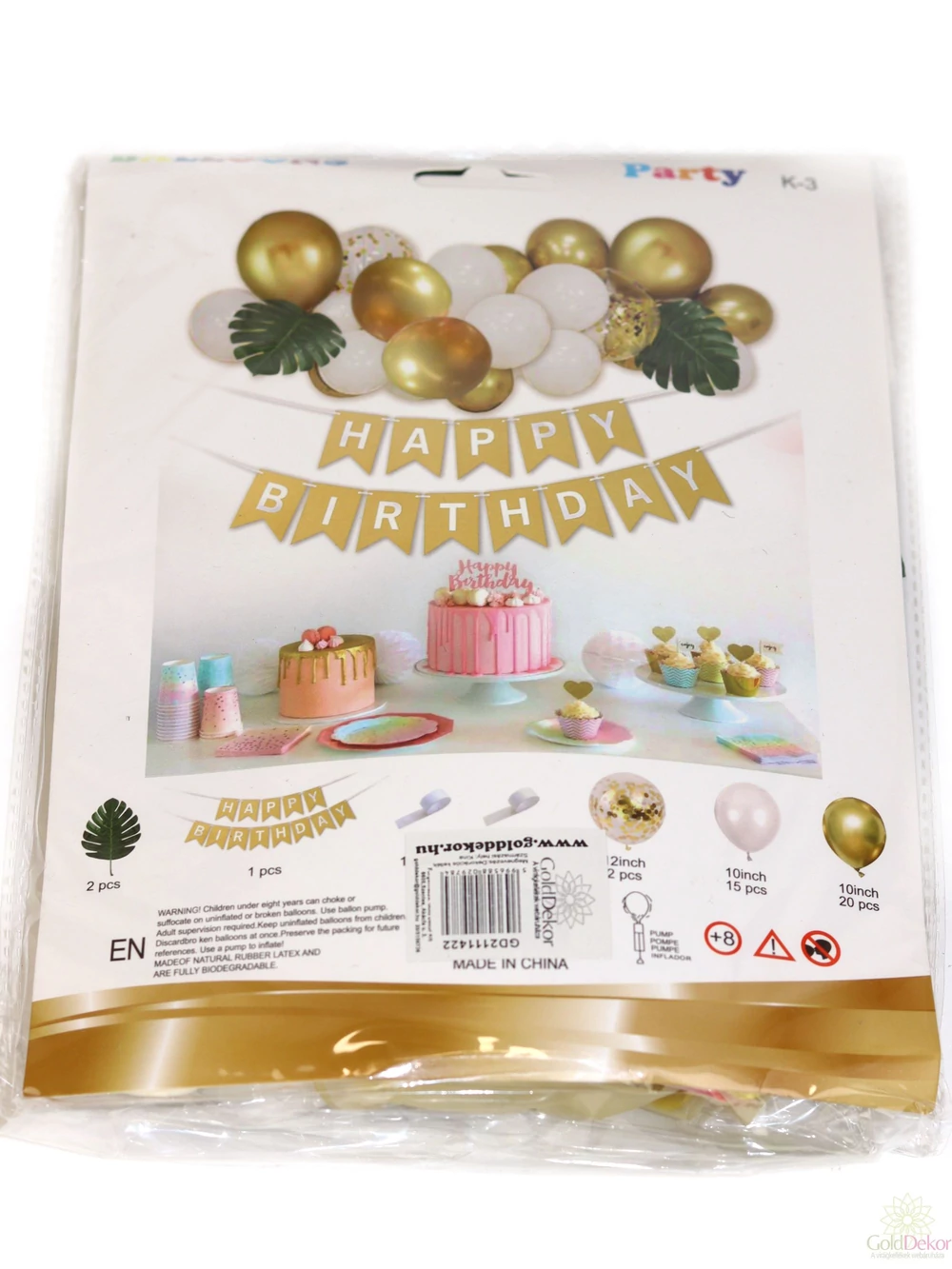 Lufi szett Happy Birthday felirattal - Arany Lufi szett Happy Birthday felirattal - Arany