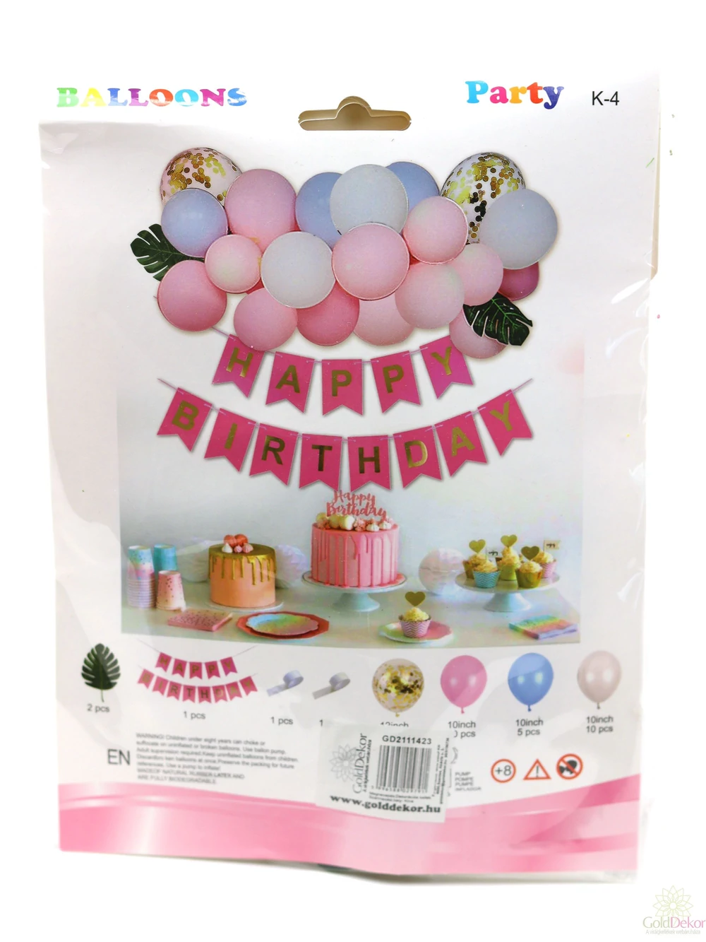 Lufi szett Happy Birthday felirattal - Rózsaszín Lufi szett Happy Birthday felirattal - Rózsaszín