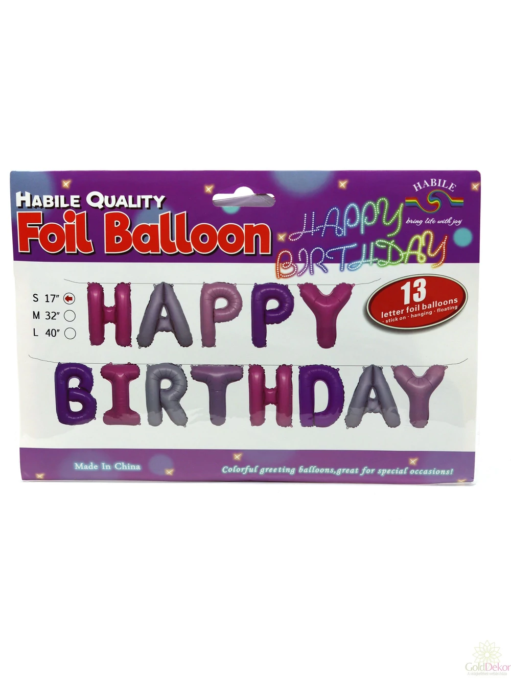 Happy Birthday lufi betűk - Lila-rózsaszín-szürke Happy Birthday lufi betűk - Lila-rózsaszín-szürke