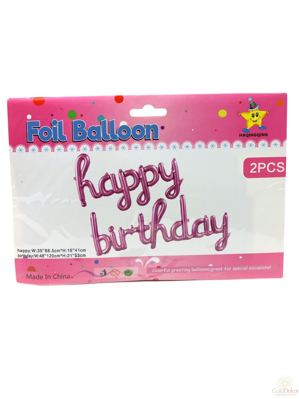 Happy Birthday lufi felirat - Rózsaszín Happy Birthday lufi felirat - Rózsaszín