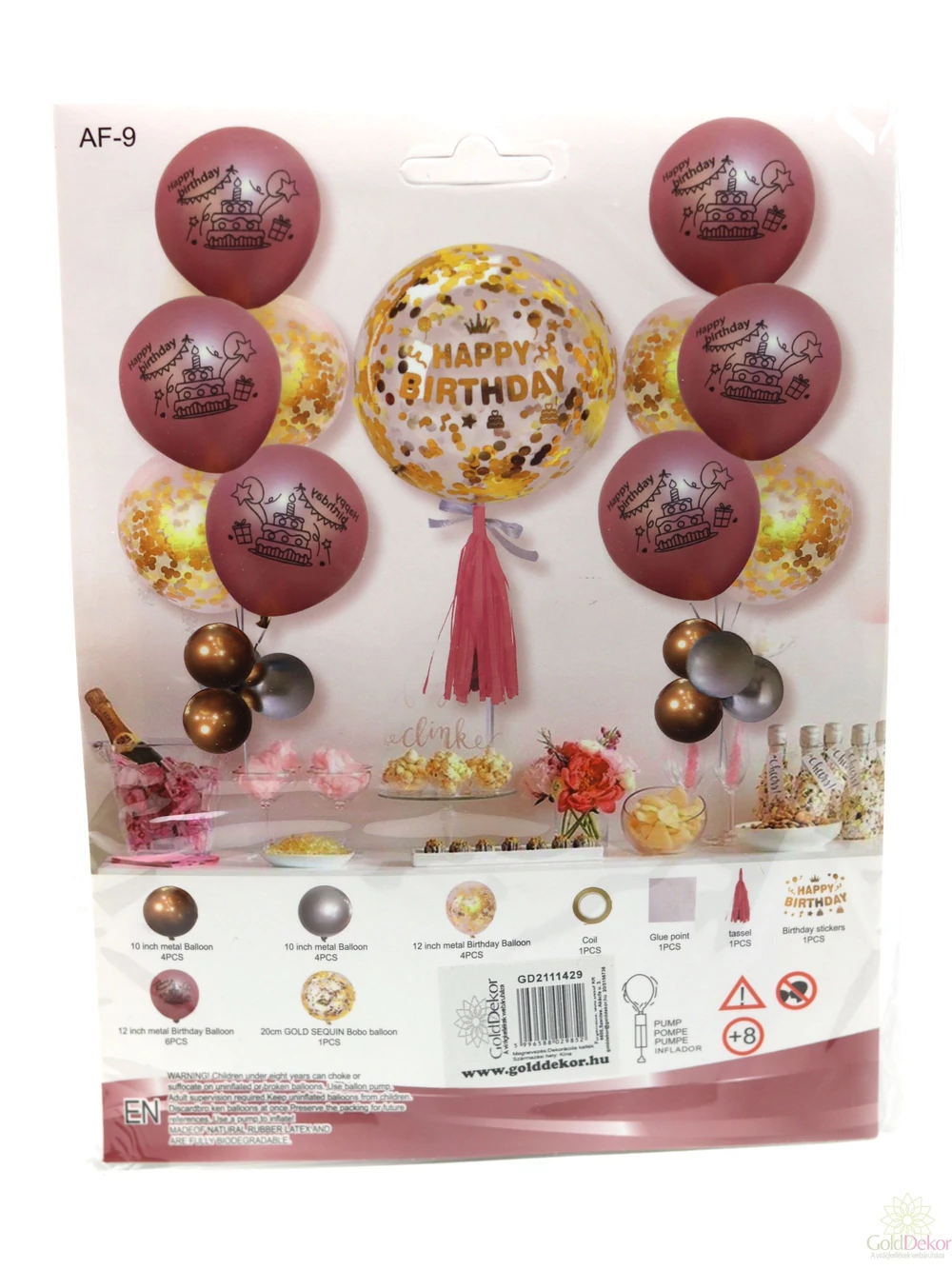Arany flitteres lufi szett Happy Birthday - Fáradt rózsaszín Arany flitteres lufi szett Happy Birthday - Fáradt rózsaszín