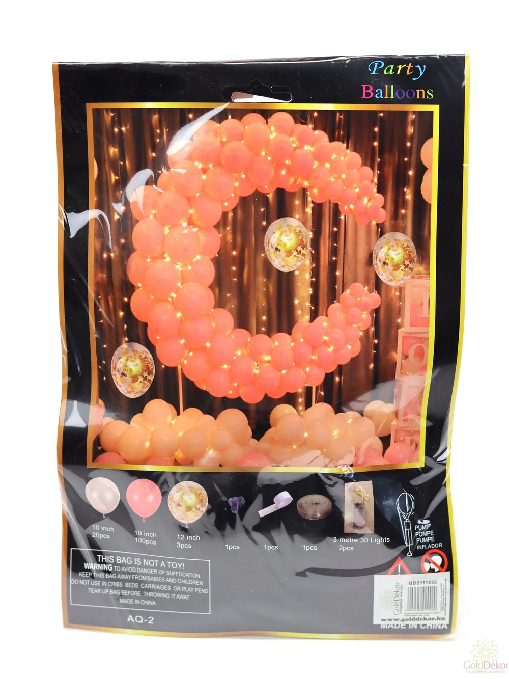 Puncs színű lufi csomag led sorral Puncs színű lufi csomag led sorral