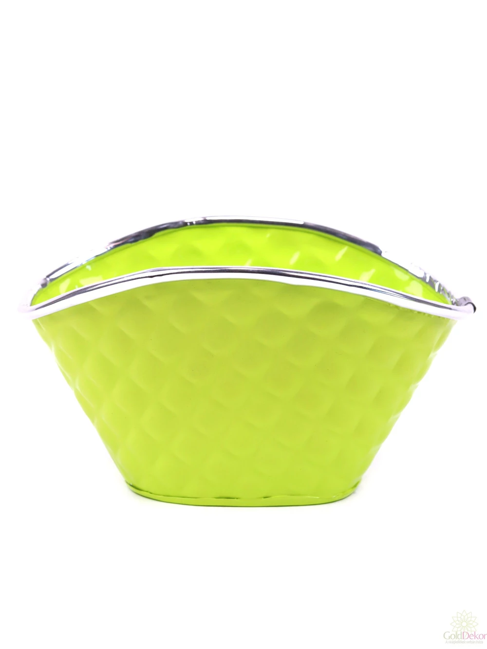 Rombusz mintás íves bádog láda - Zöld