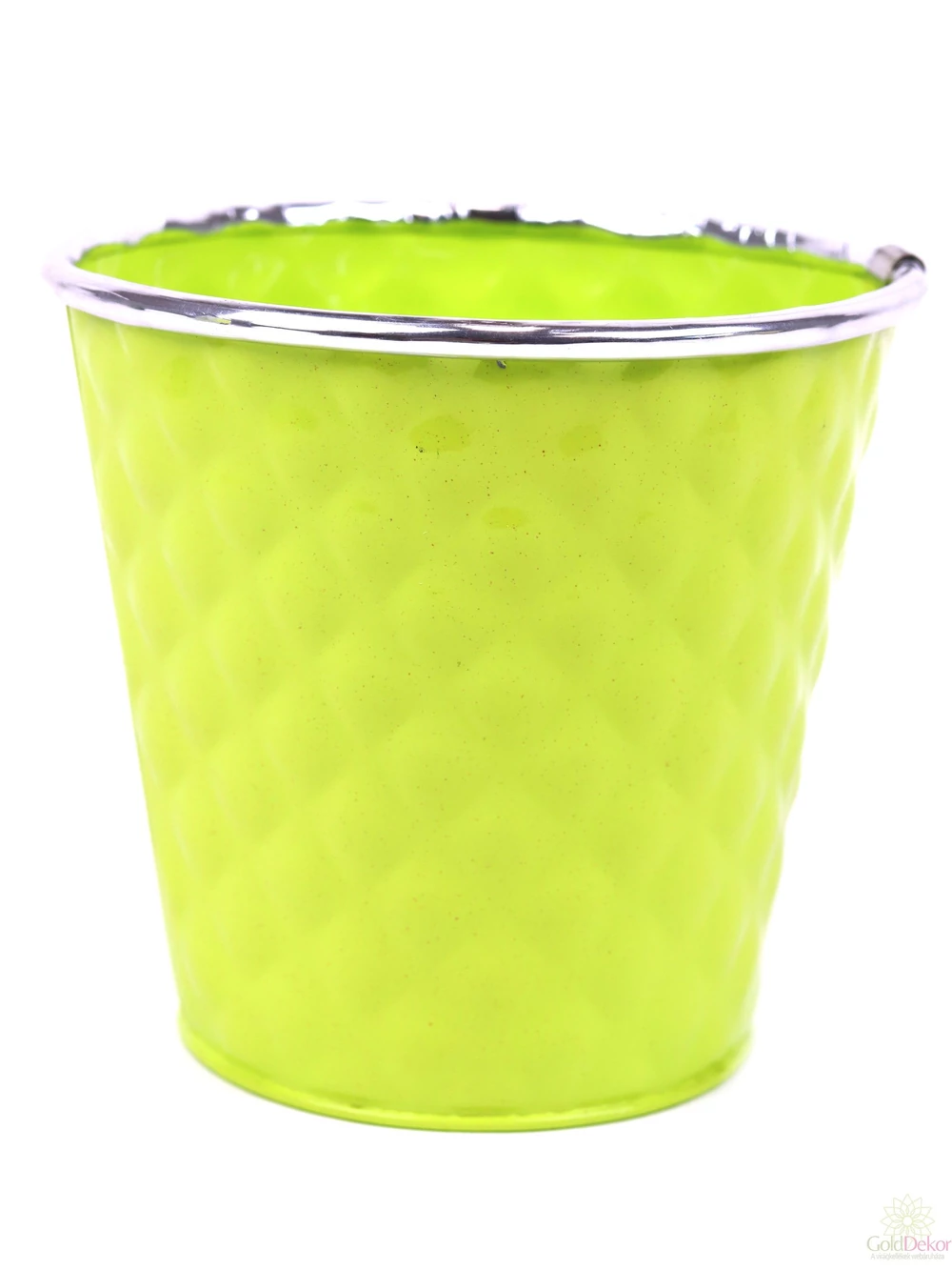 Rombusz mintás bádog kaspó 13cm - Zöld