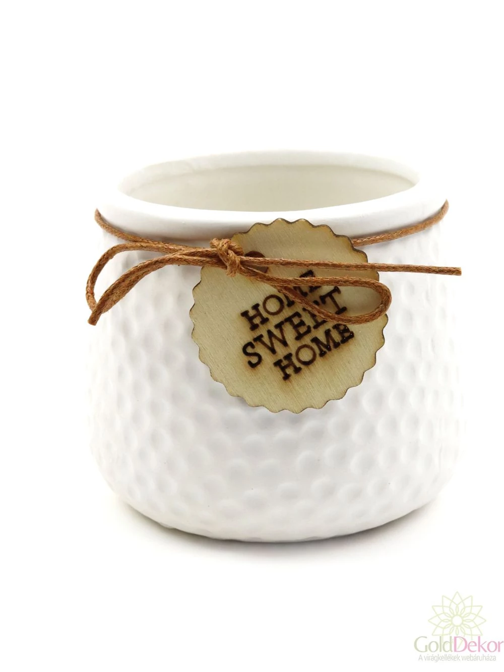 Fa cimkés Home Sweet Home kaspó kicsi - Fehér