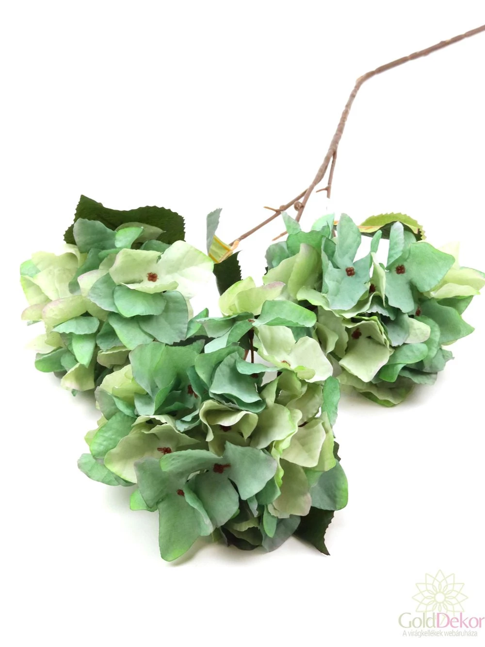 3 fejes hortenzia ág 84 cm - Zöld