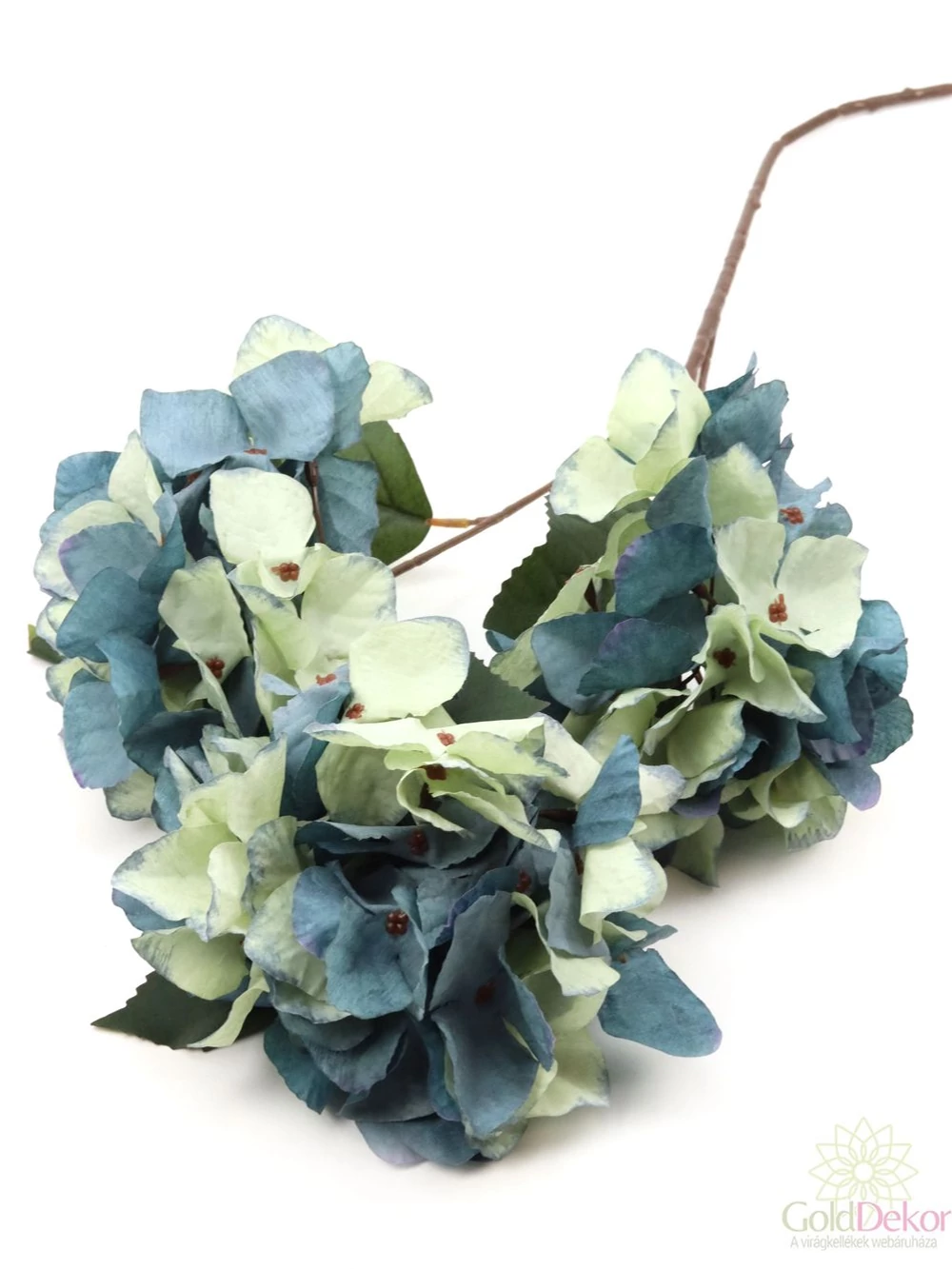 3 fejes hortenzia ág 84 cm - Kék