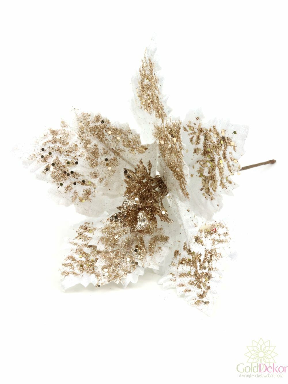 Nagy glitteres bársony mikulás virág - Fehér