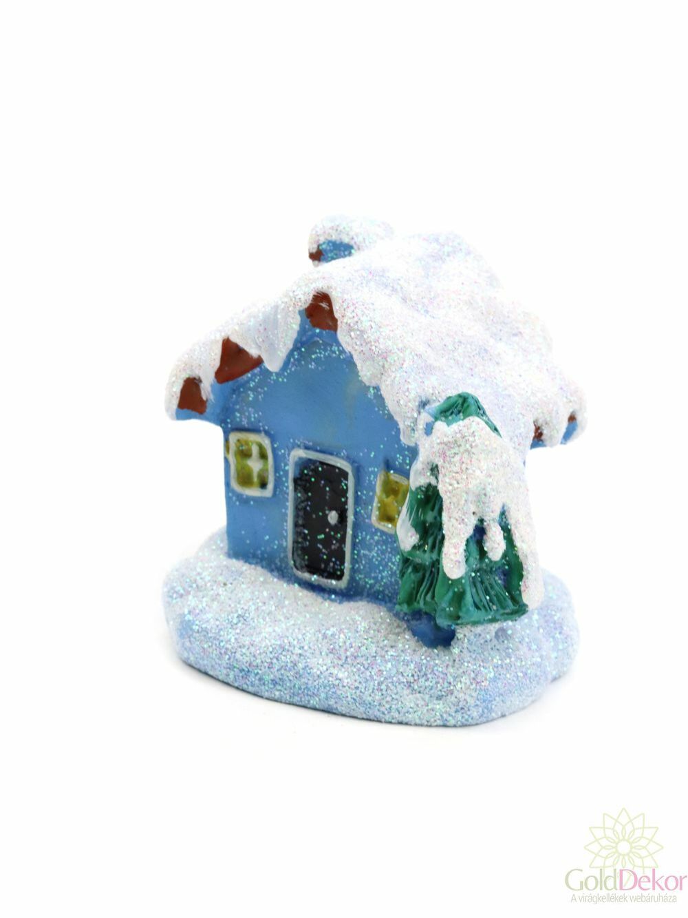 Csillámos havas tetejű házikó - Kék