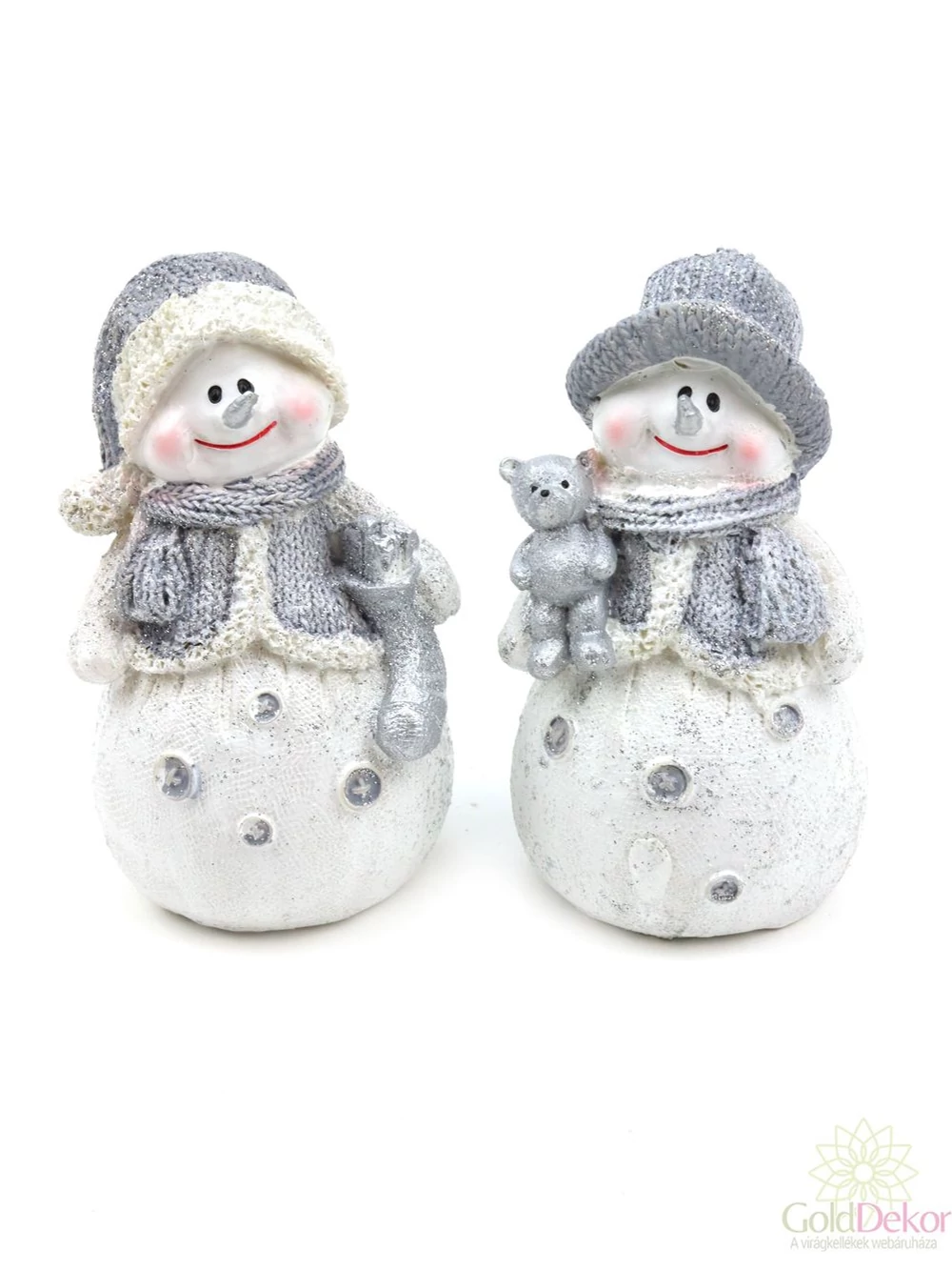Kötött sapkás hóember figura