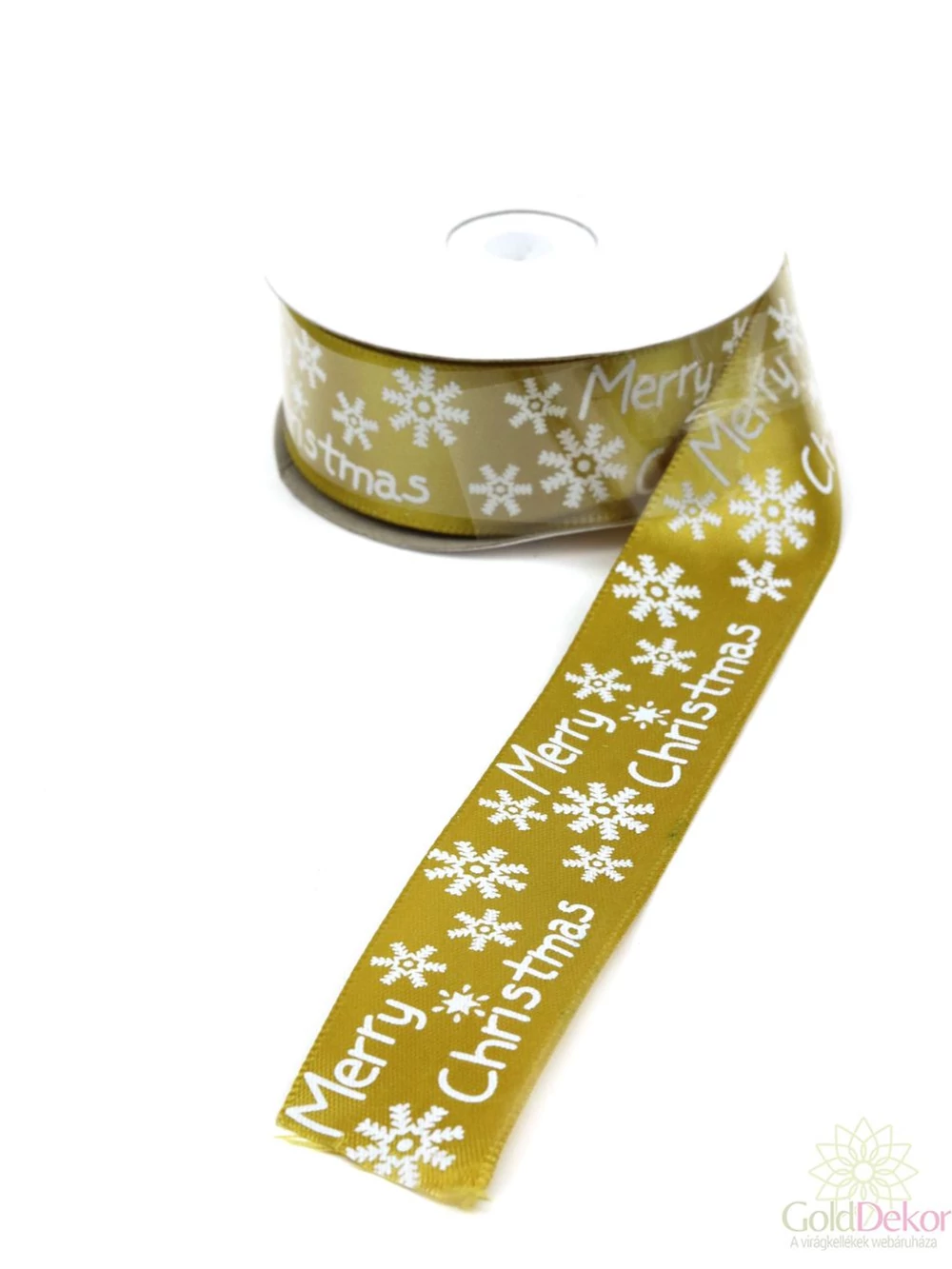 Szatén szalag Merry Christmas 2,5 cm - Arany