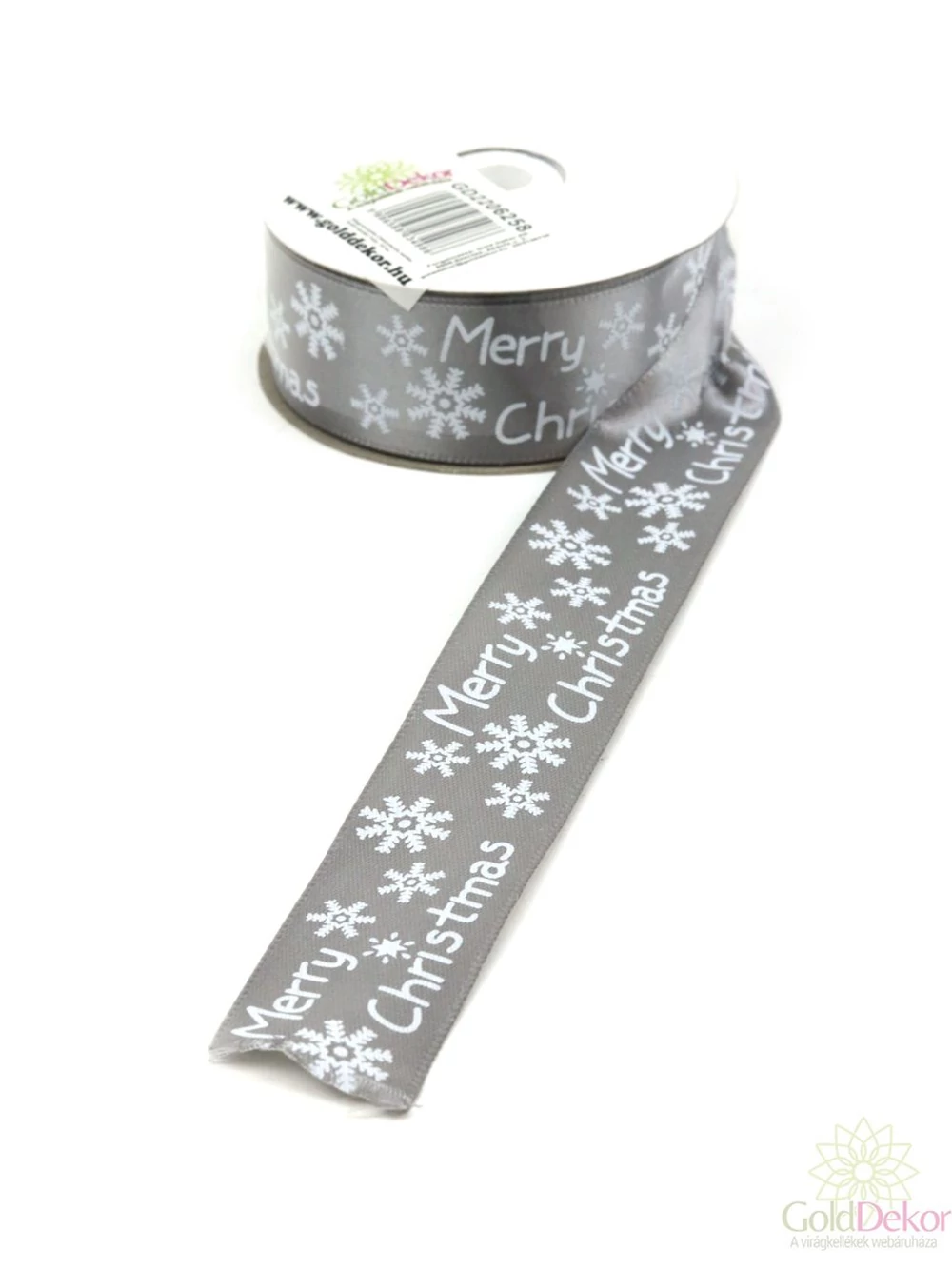 Szatén szalag Merry Christmas 2,5 cm - Ezüst