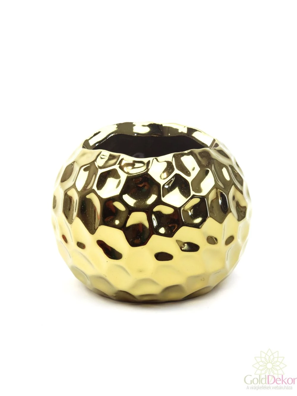 Nyomott gömb metál kaspó - Arany