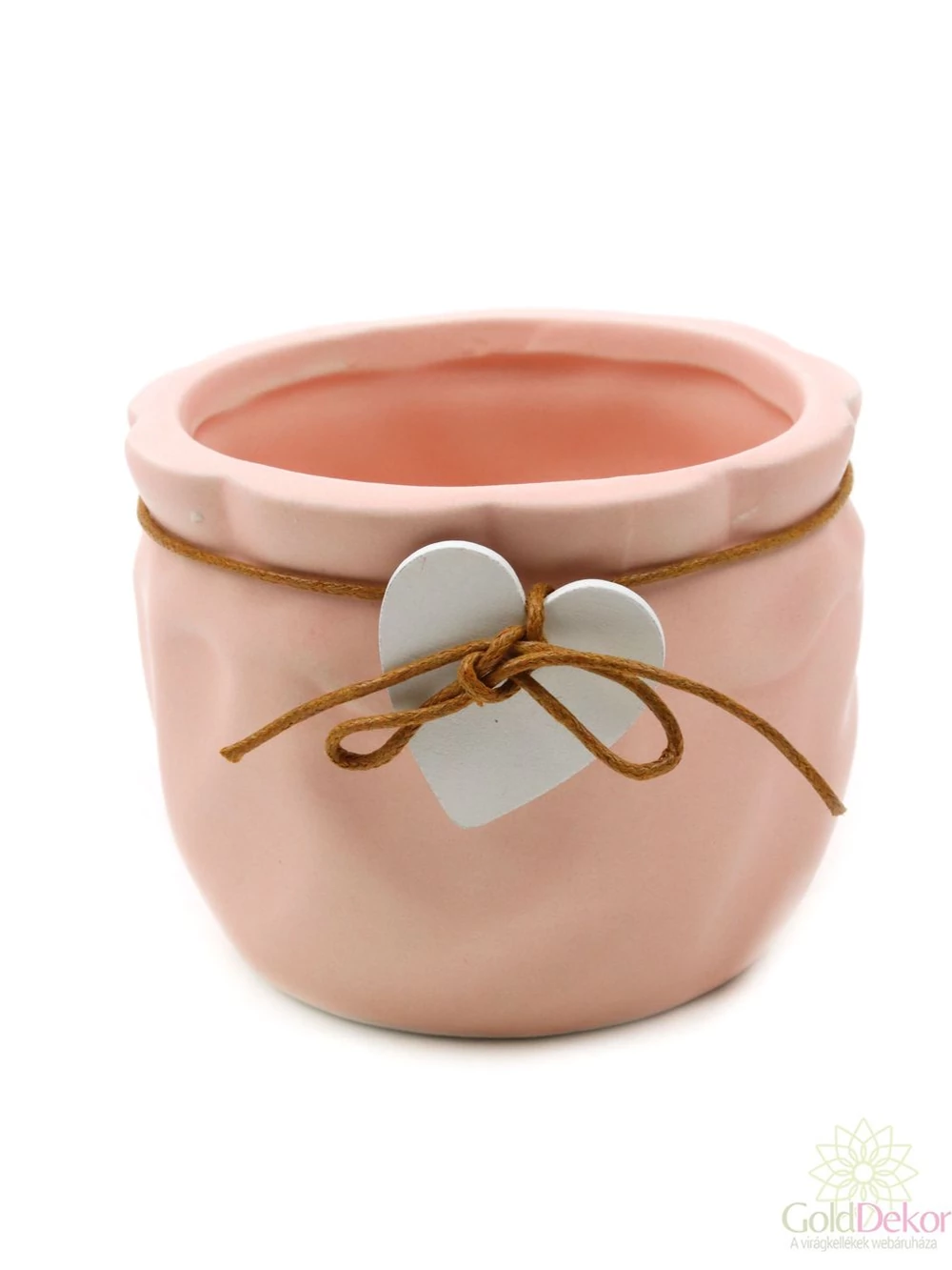 Fa szíves kerámia kaspó - Rózsaszín