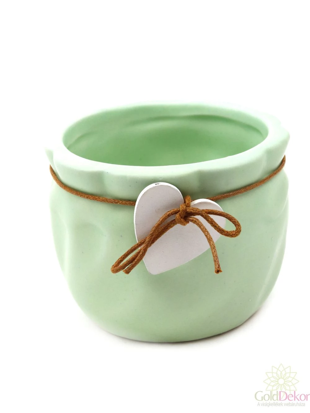 Fa szíves kerámia kaspó - Zöld