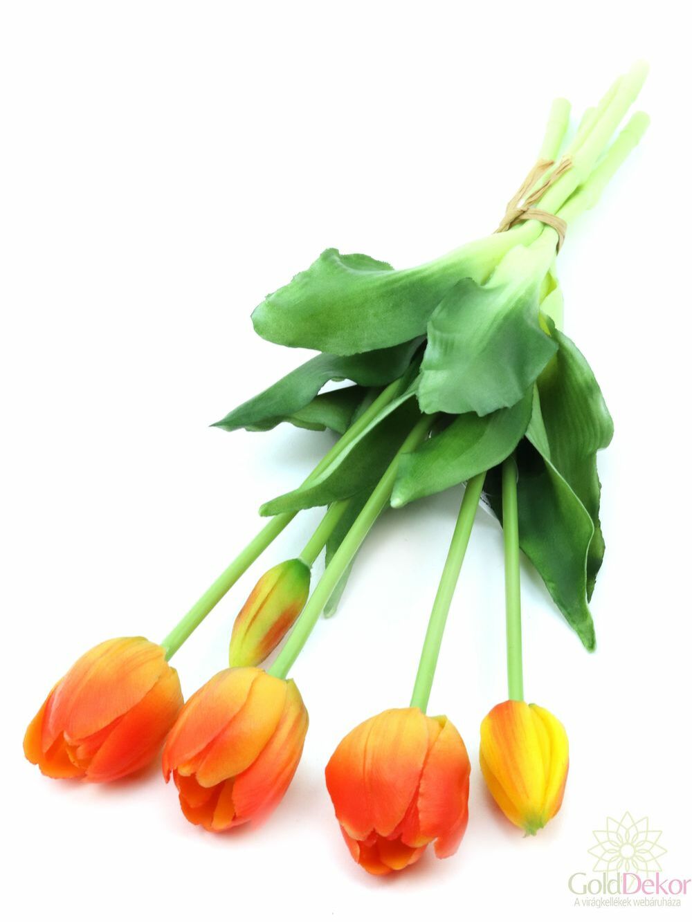 Élethű gumi tulipán csokor - Narancs