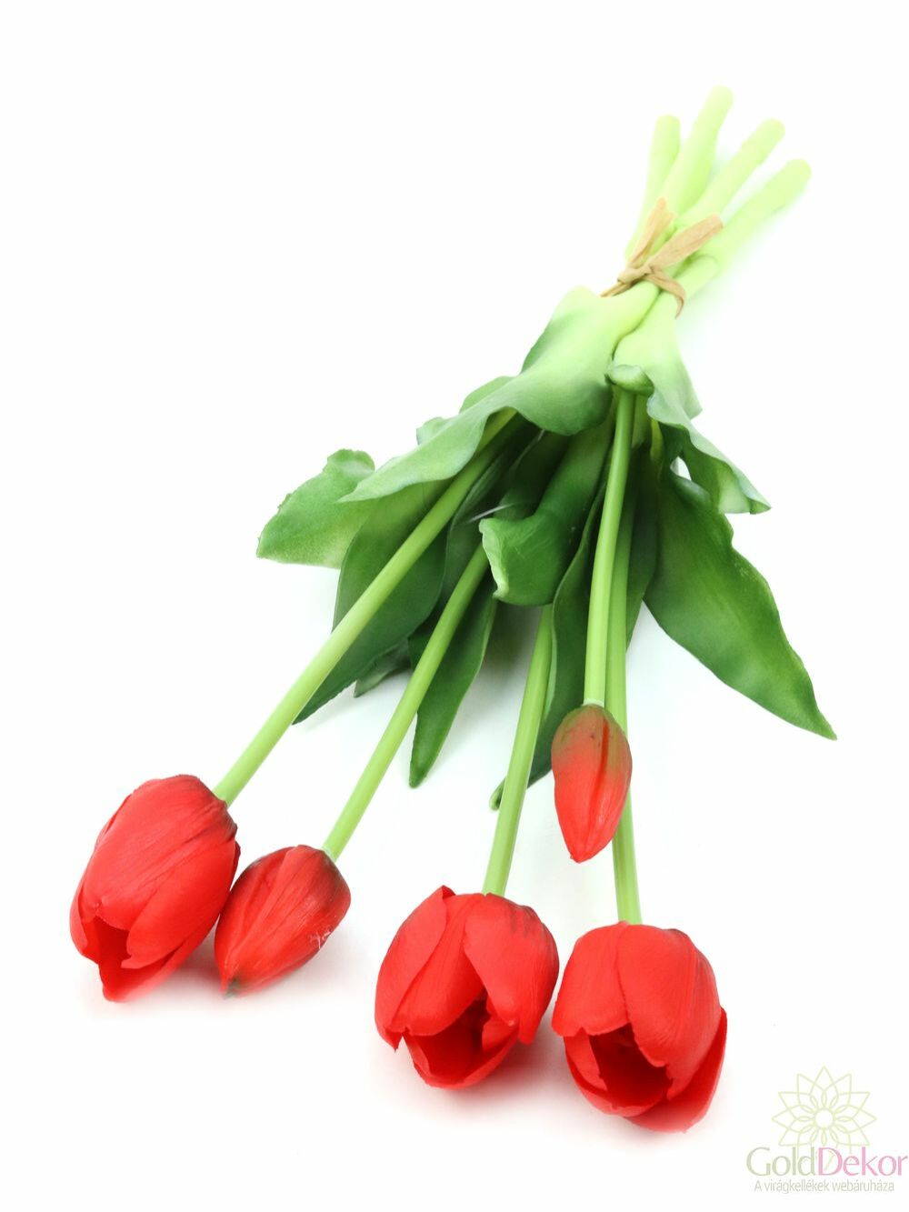 Élethű gumi tulipán csokor - Piros