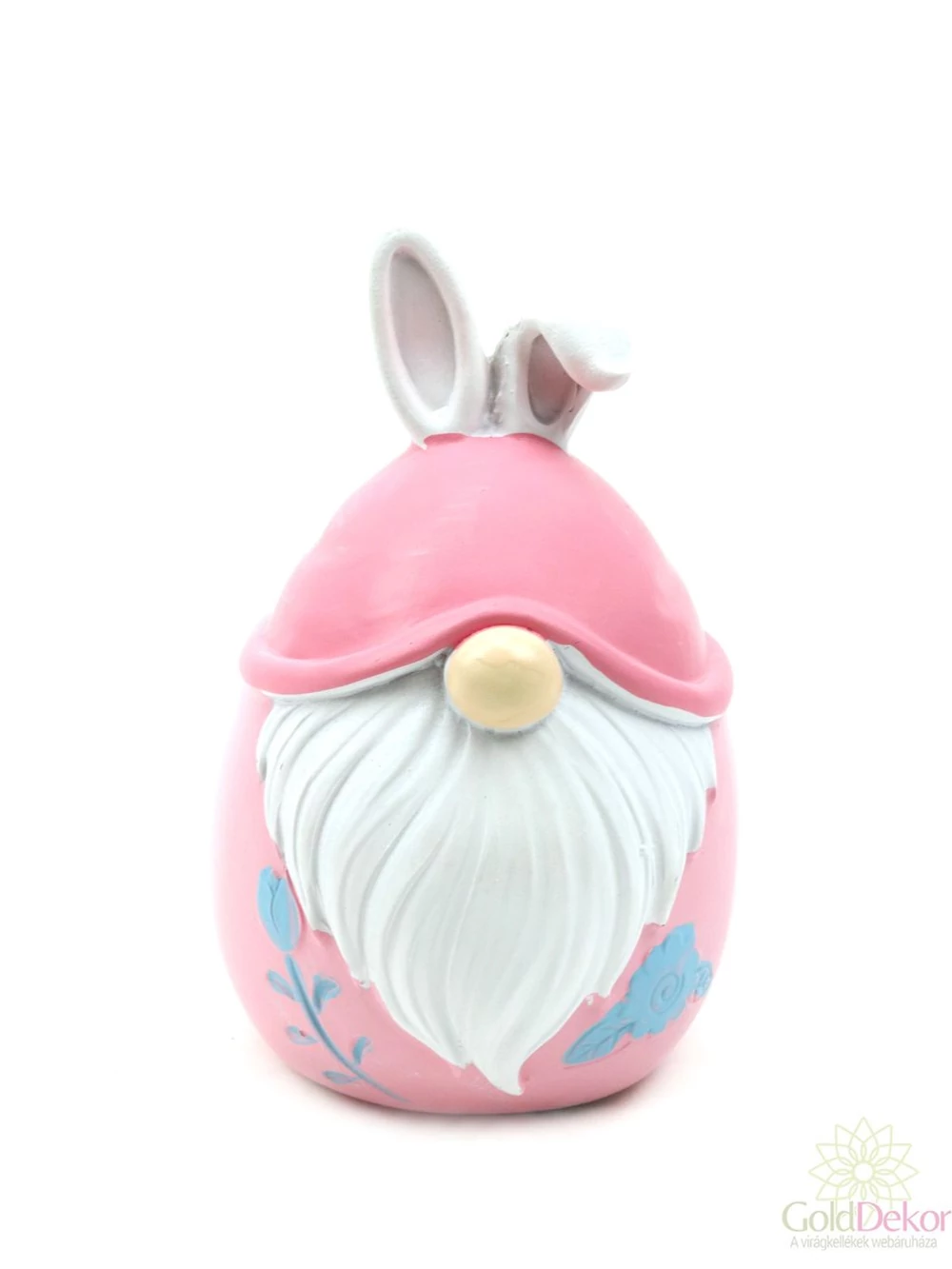 Nyuszifül sapkás manó figura - Rózsaszín