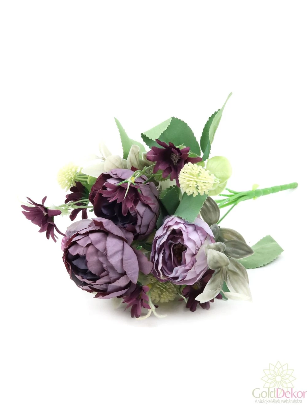 Peonia csokor műzöld kiegészítővel - Lila