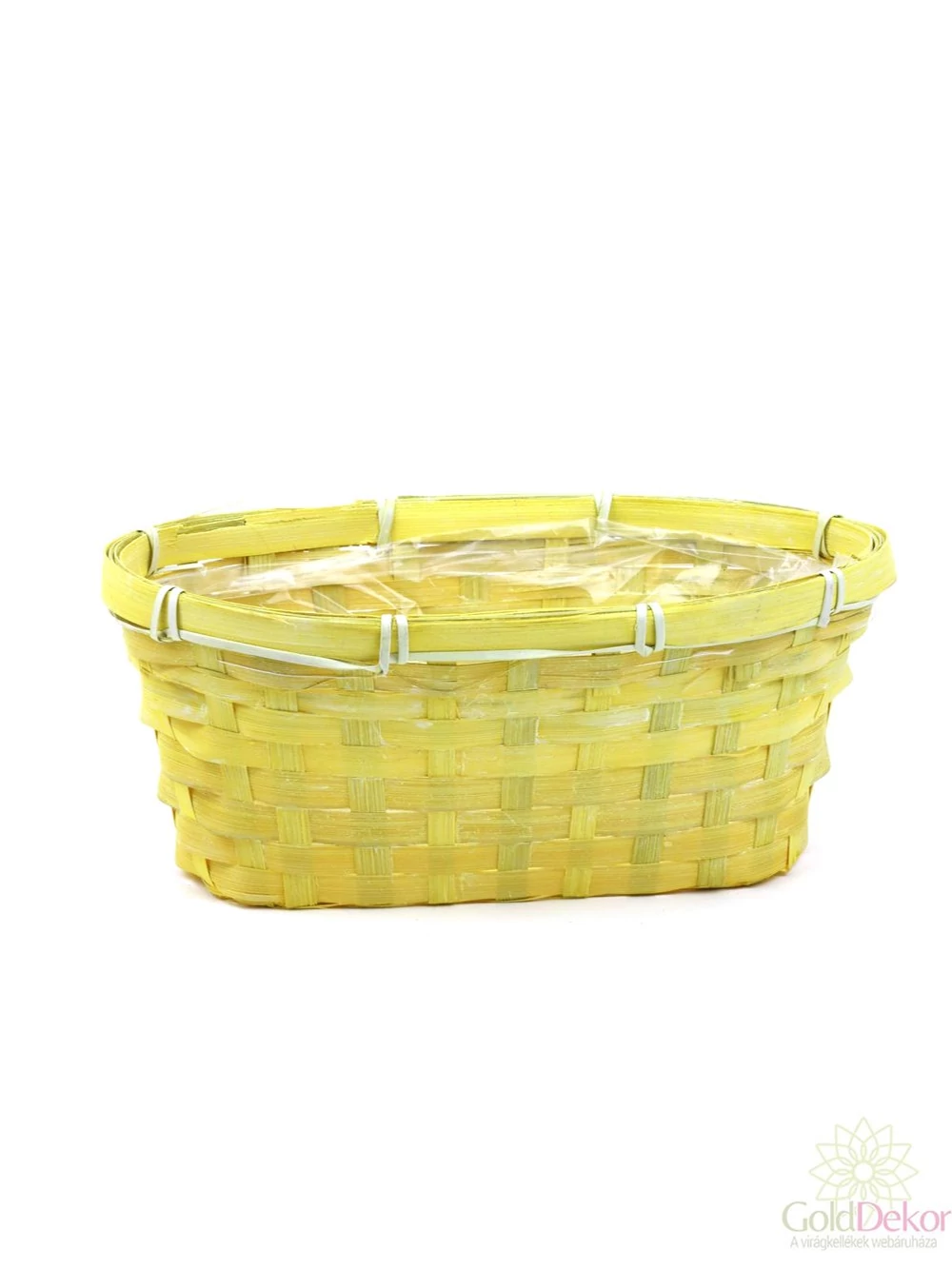 Színes bambusz kosár ovál 24 cm - Sárga