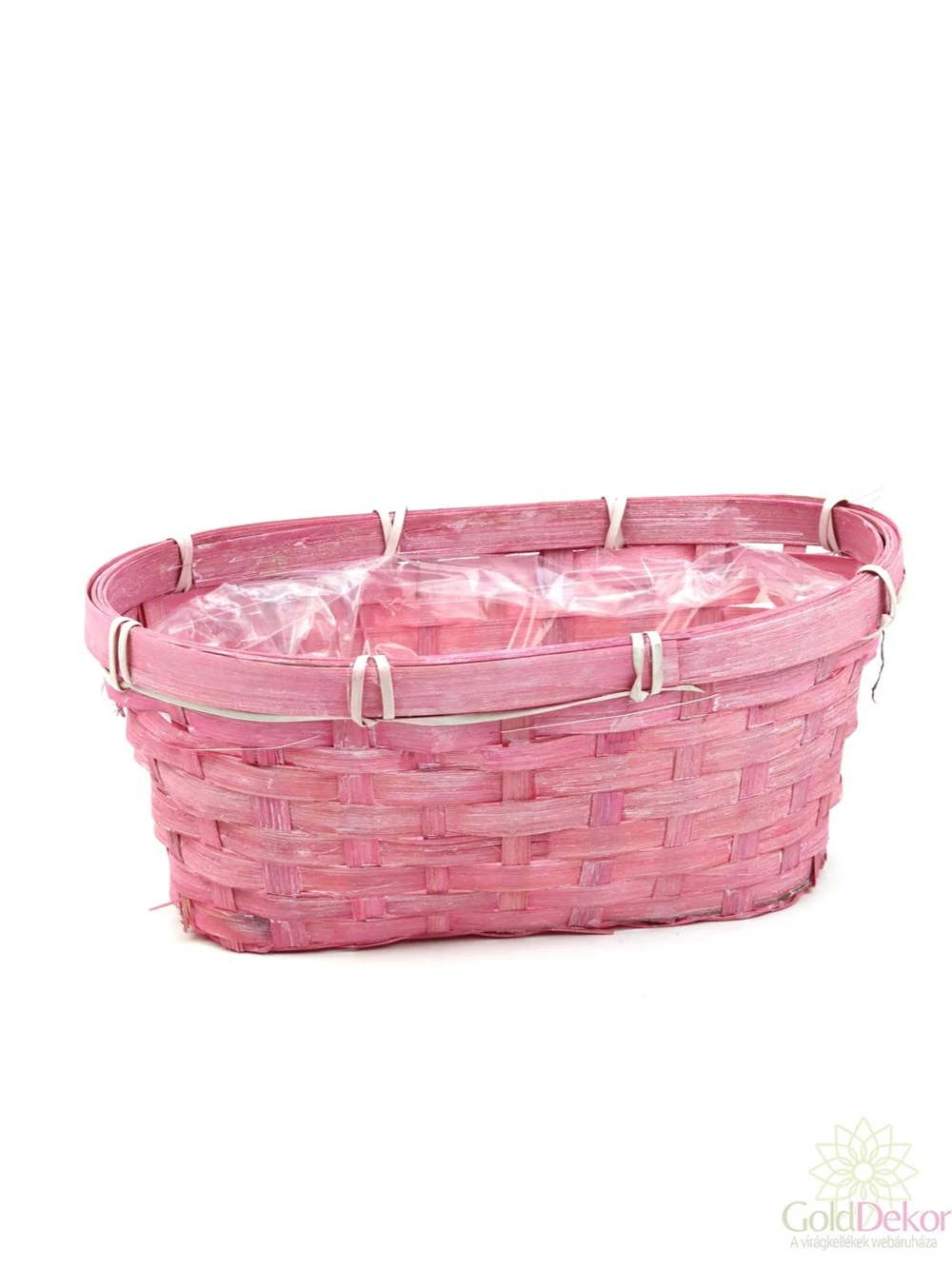 Színes bambusz kosár ovál 24 cm - Rózsaszín