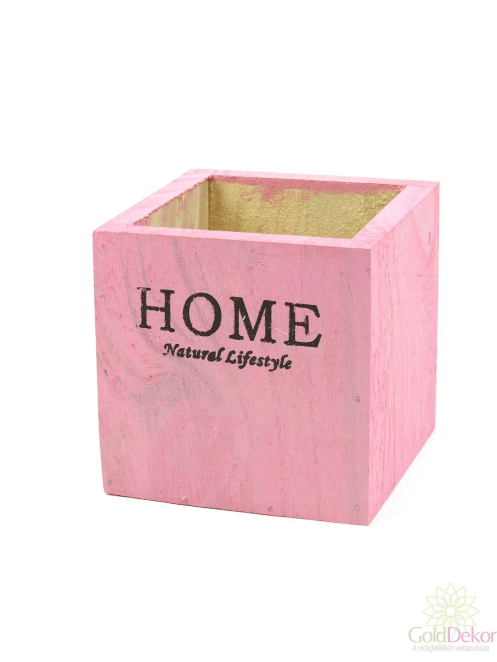 Home feliratos fa kaspó - Rózsaszín