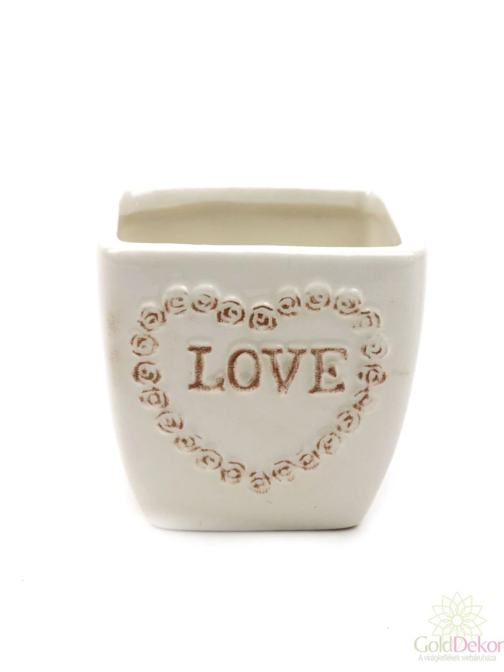 LOVE feliratos kaspó - Szűkített kocka