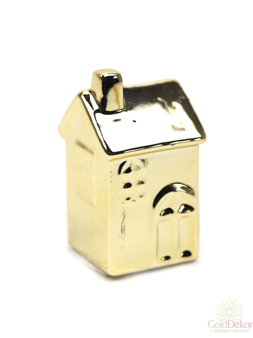 Metál kerámia figura - Arany házikó