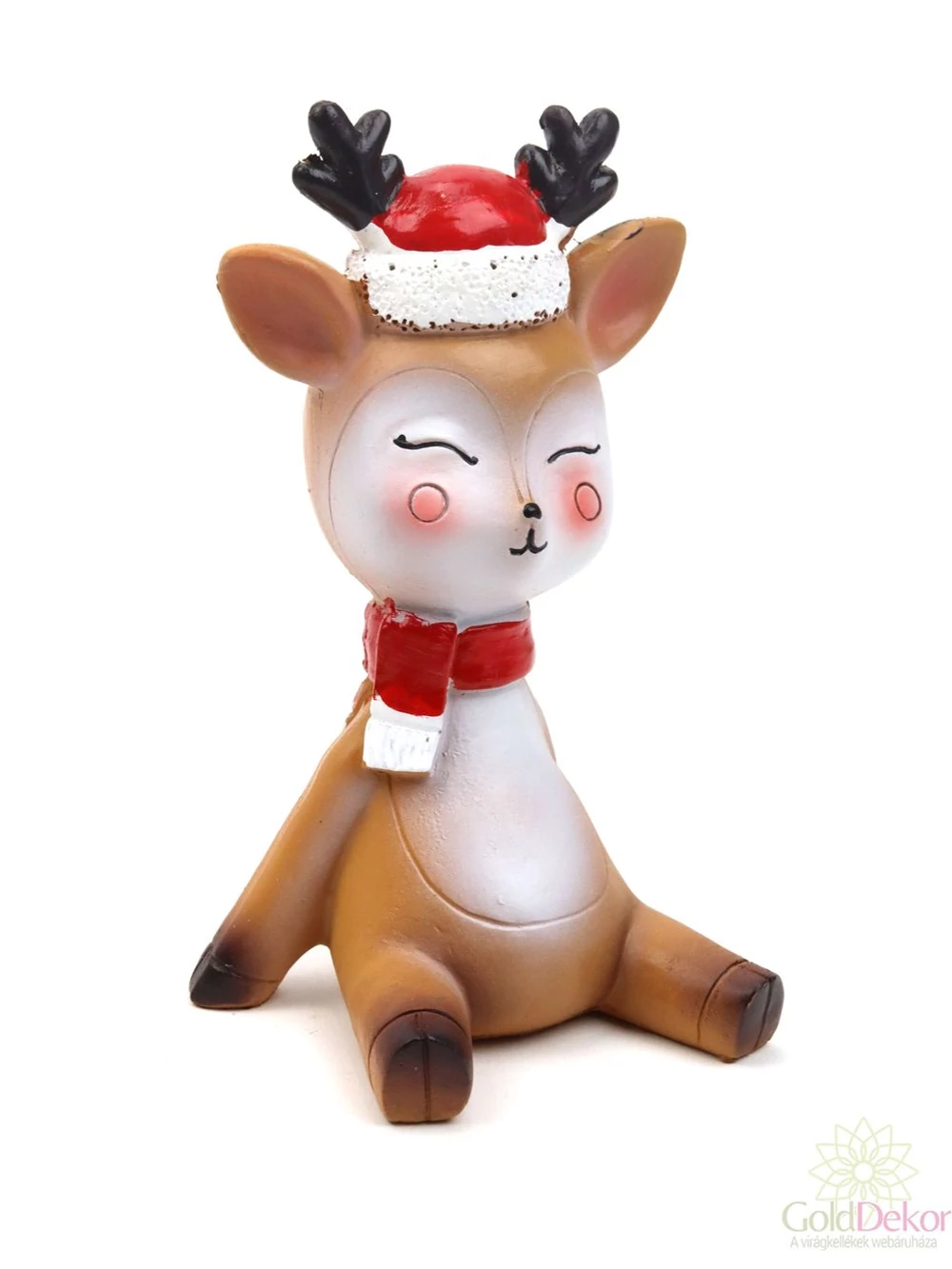 Piros sapkás ülő szarvas 11,5 cm