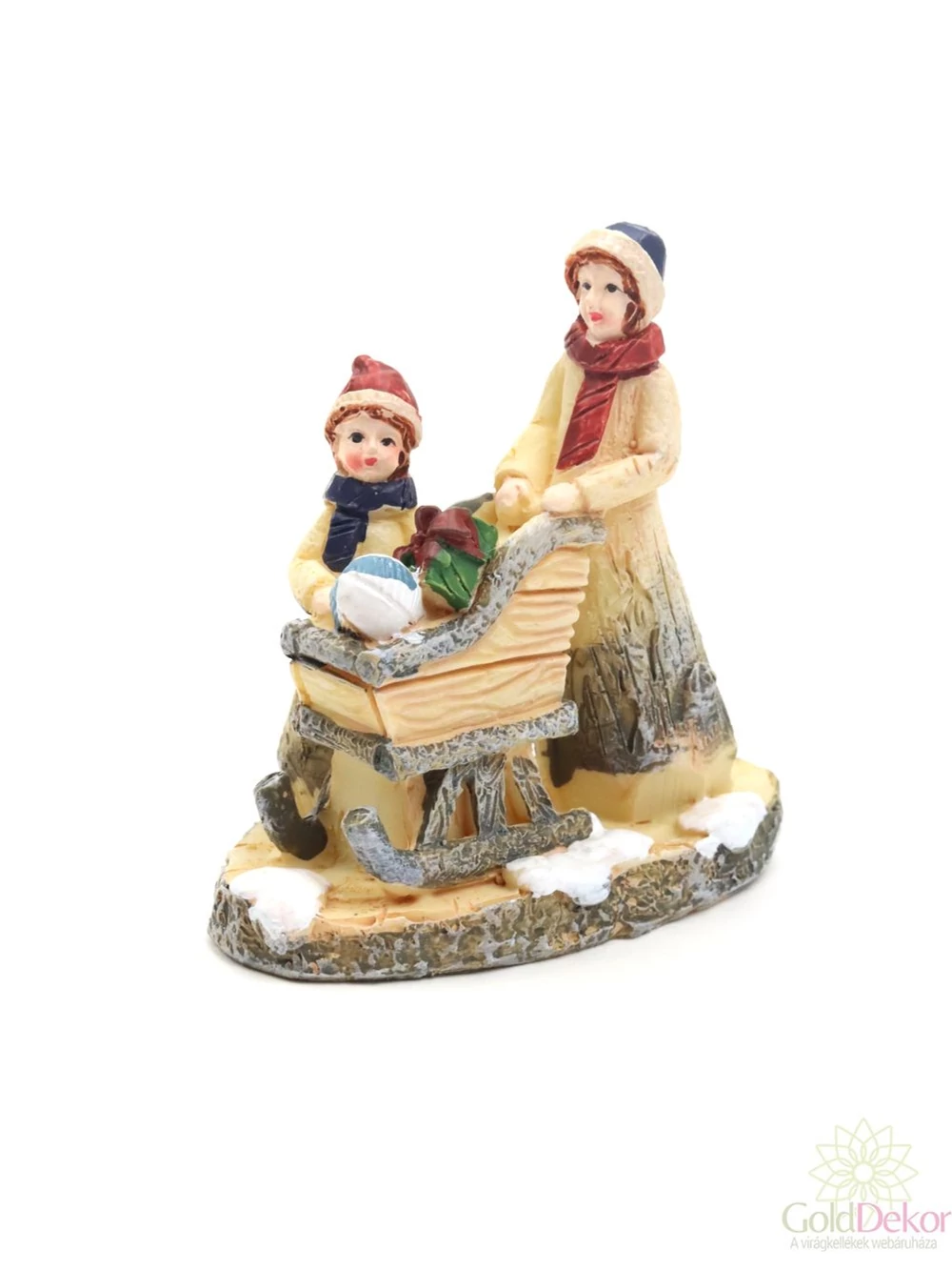 Téli falu figura - Szánkóval