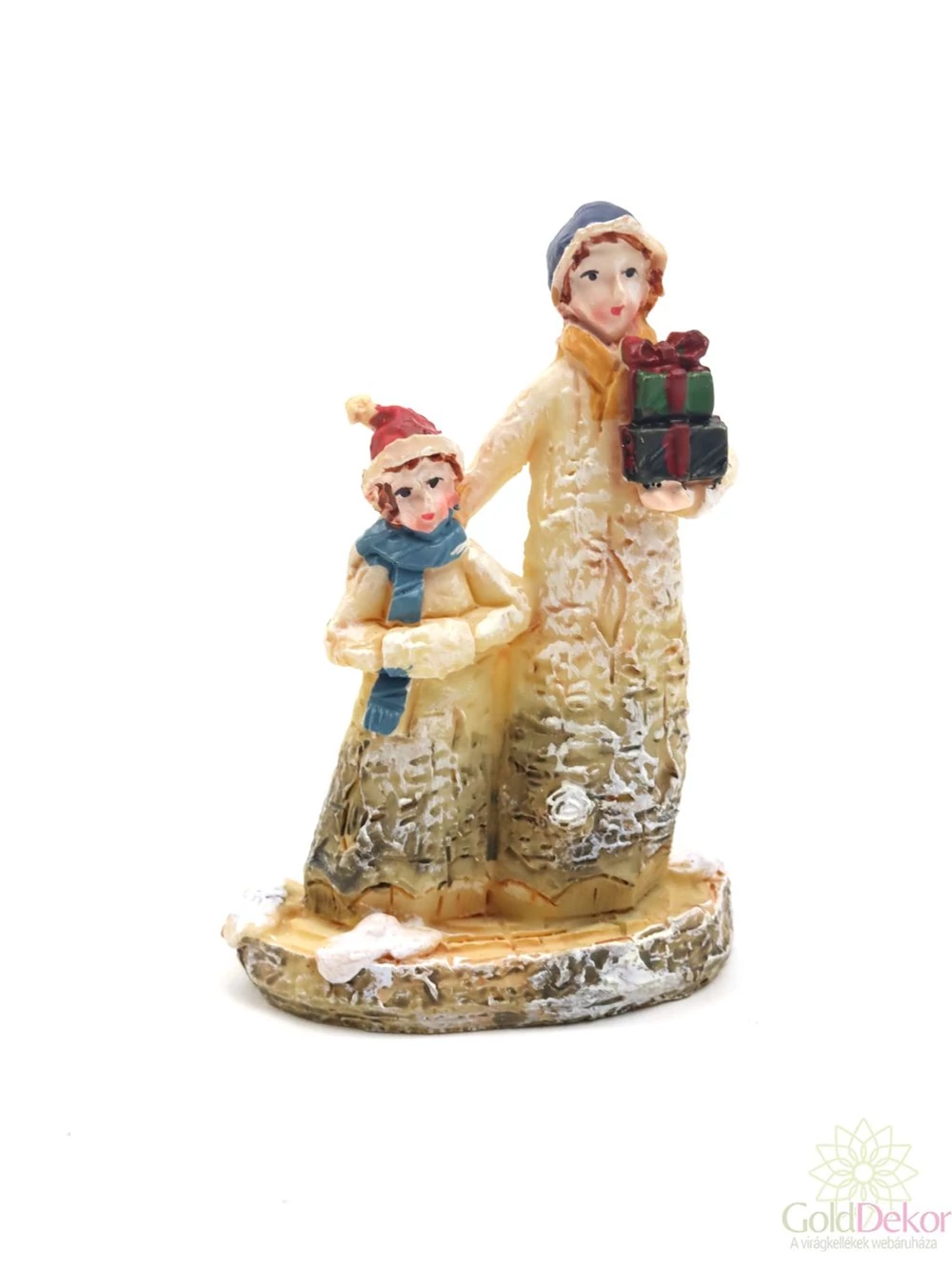 Téli falu figura - Anyuka gyerekkel