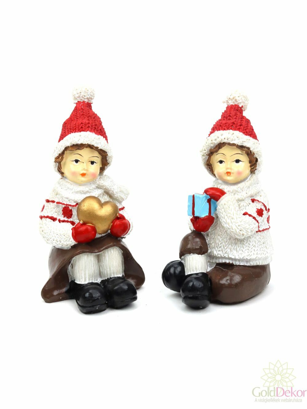 Kötött ruhás karácsonyi gyerekek - Ülő piros fehér
