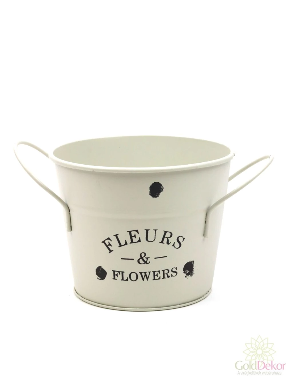 Bádog FLEURS&Flowers füles kaspó - Tört fehér Bádog FLEURS&Flowers füles kaspó - Tört fehér