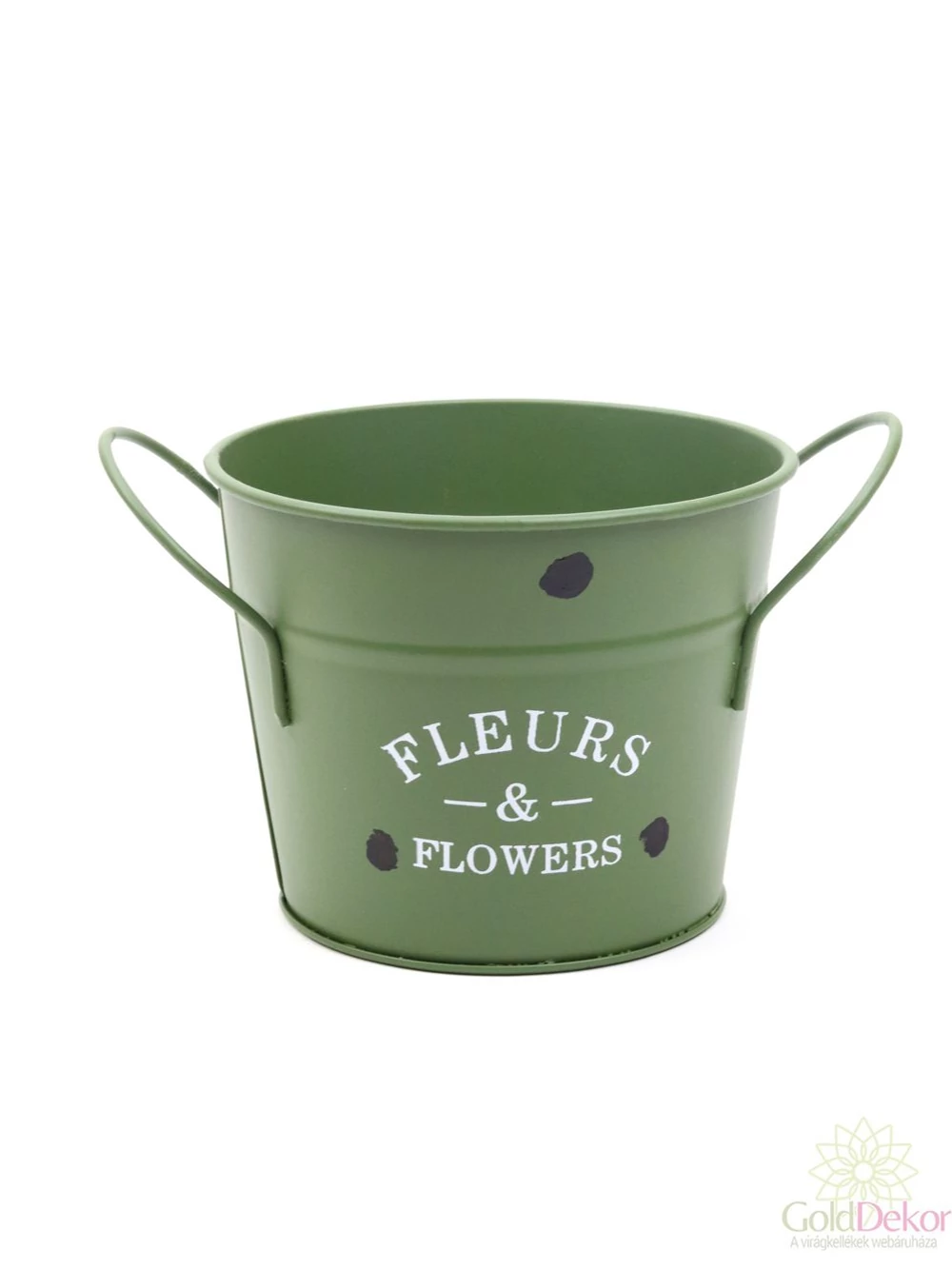 Bádog FLEURS&Flowers füles kaspó - Sötét zöld Bádog FLEURS&Flowers füles kaspó - Sötét zöld