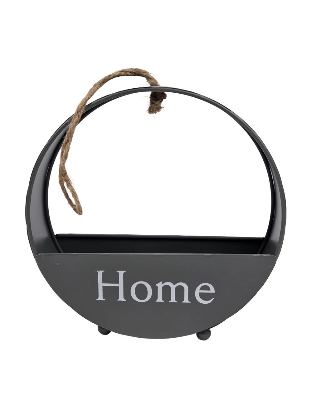 Kerek fémtartó HOME - Szürke