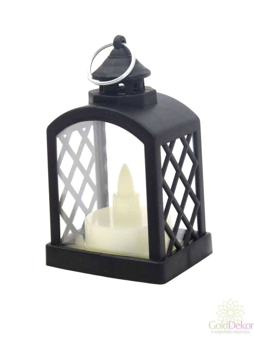 Rácsos led lámpás kicsi - Fekete