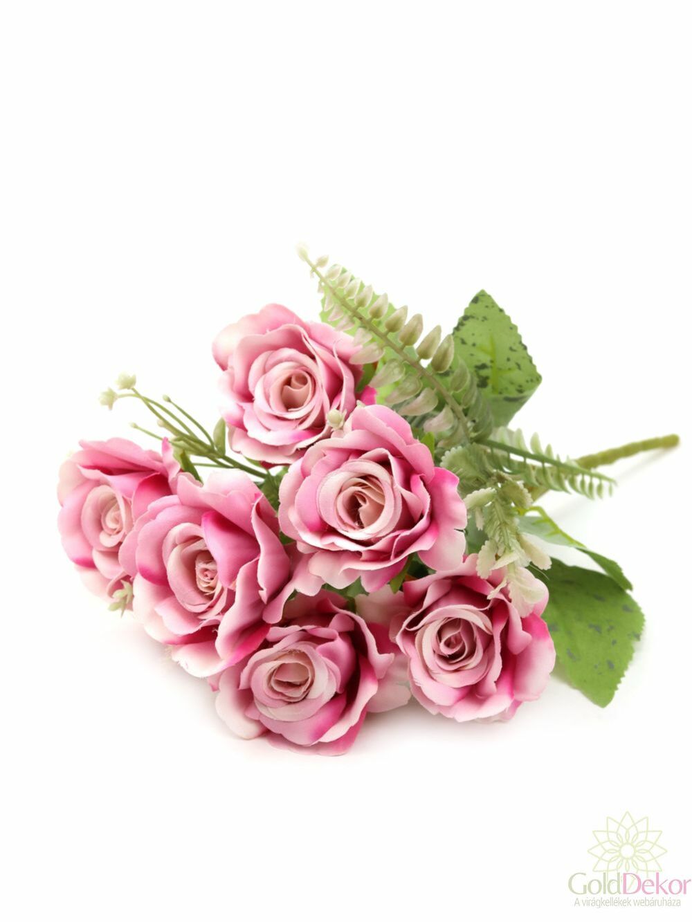 7 fejes pasztel rózsa csokor - Cirmos pink