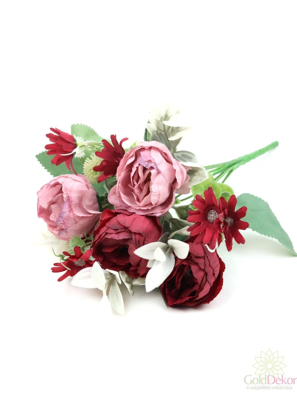 Vegyes színű paeonia csokor - Bordó-fáradt rózsaszín