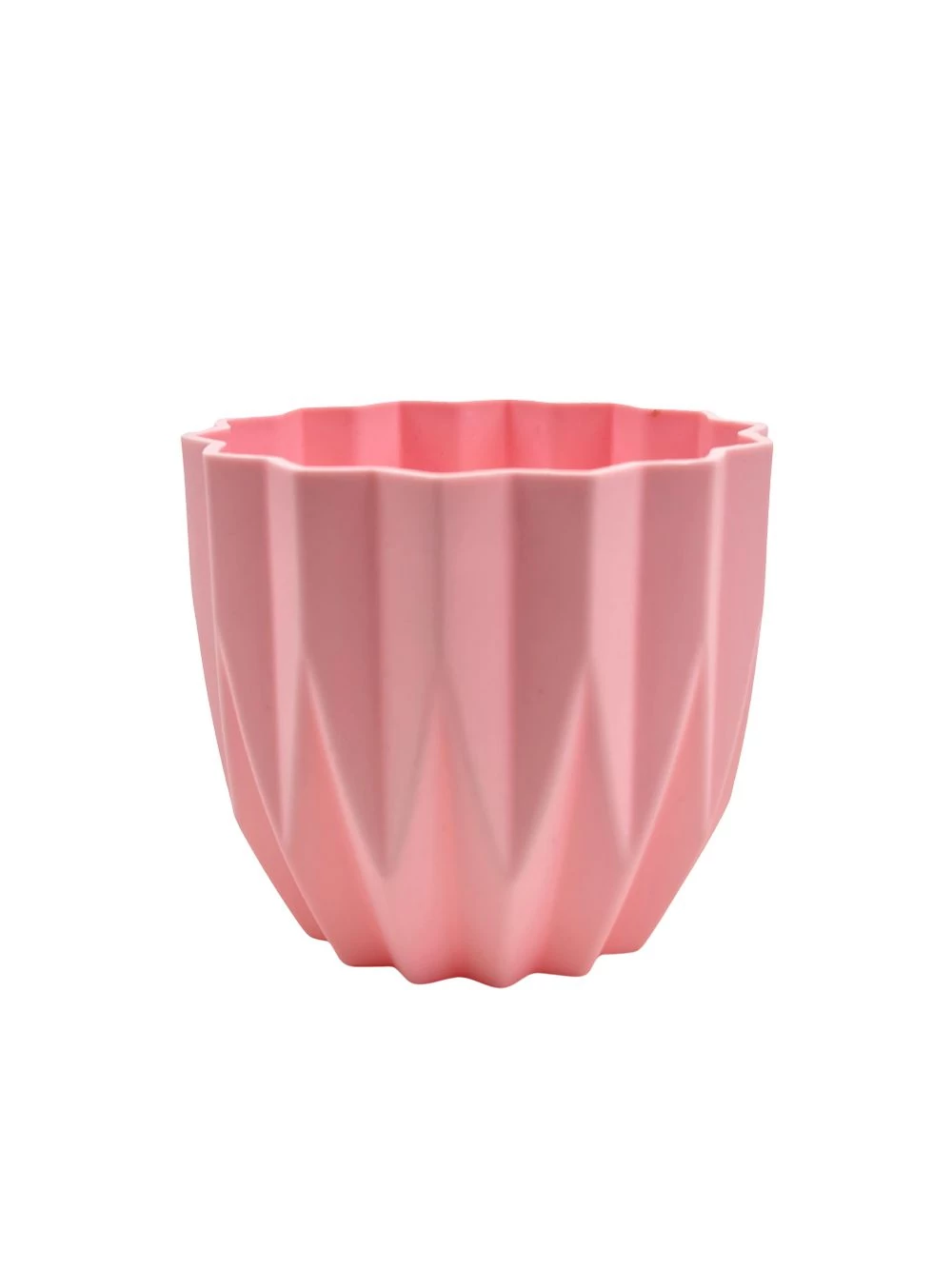 Csíkozott mintás műanyag kaspó -  Rózsaszín