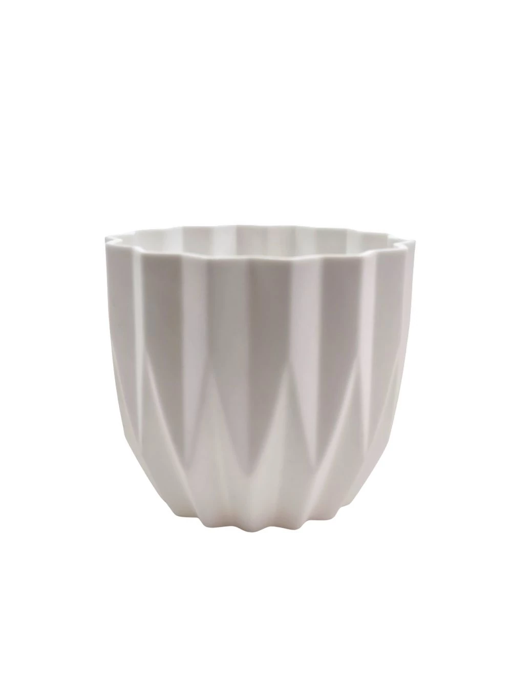 Csíkozott mintás műanyag kaspó -  Fehér