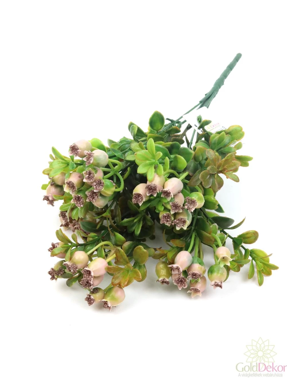 Antik csipkebogyó végű műzöld - Rózsaszín